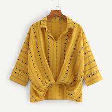 Shein Geometric Pattern High Low Shirt