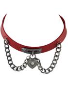 Shein Red Gothic Ajustable Pu Leather Choker Collar Necklace With Heart Pendant