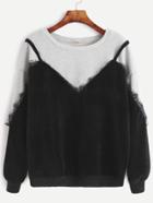 Shein Color Block Lace Trim 2 In 1 Sweatshirt