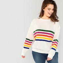 Shein Plus Colorful Stripe Print Sweatshirt