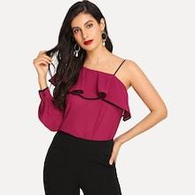Shein Ruffle Embellished Asymmetrical Top