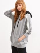 Shein Color Block Drop Shoulder Striped Sleeve Hoodie