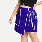 Shein Plus Pocket Front Knot Wrap Skirt