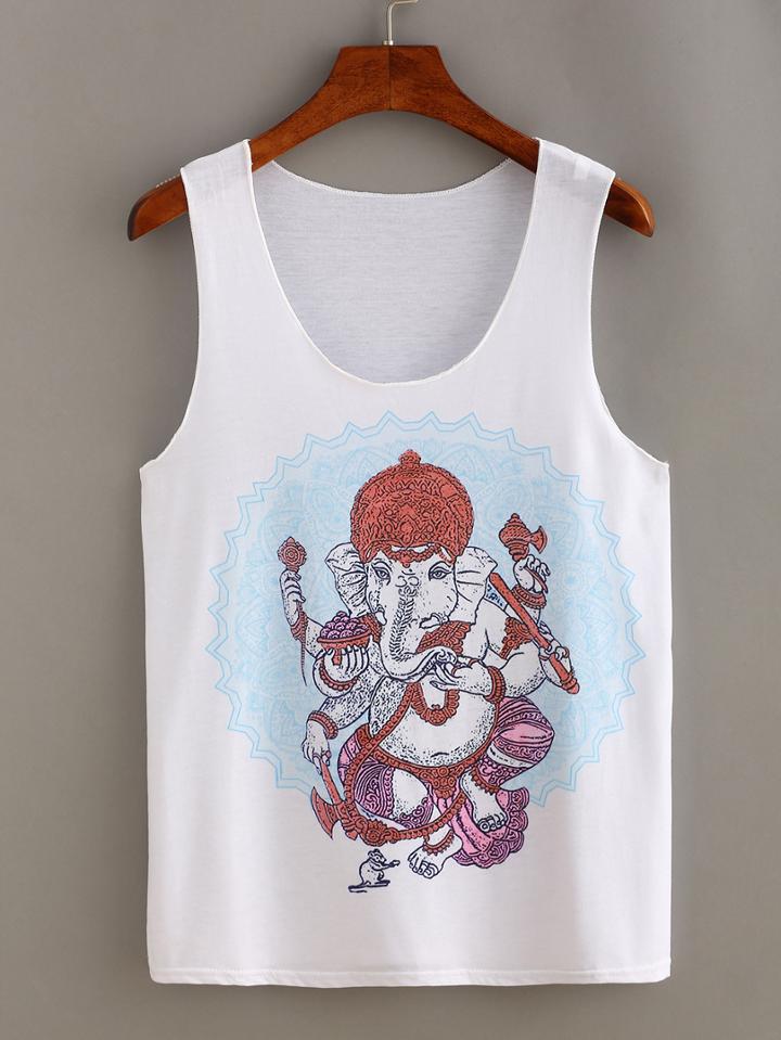 Shein Indian Elephant God Print Tank Top