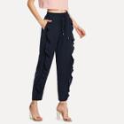 Shein Ruffle Embellished Drawstring Solid Sweatpants