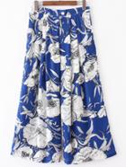 Shein Royal Blue Floral Pocket Cropped Pants