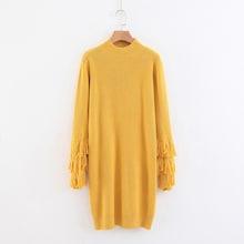 Shein Fringe Cuff Solid Sweater Dress