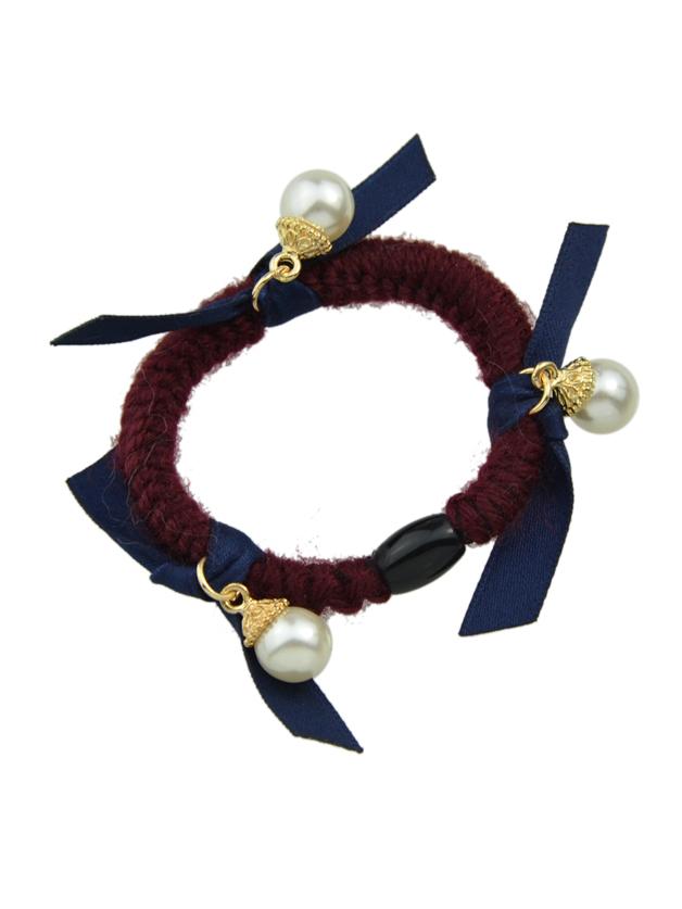 Shein Navyblue Color Pearl Elastic Hair Rope Scrunchie