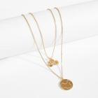Shein Round & Anchor Pendant Layered Necklace