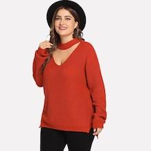 Shein Plus V Cut Front Stepped Hem Jumper