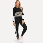 Shein Leopard Panel Top With Pants
