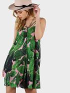 Shein Tropical Print Strappy Swing Cami Dress