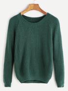 Shein Dark Green Raglan Sleeve Crop Sweater