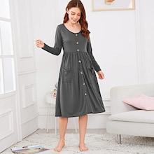 Shein Pocket Front Button Detail Night Dress