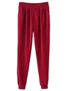 Shein Red Pockets Elastic Waist Harem Pants