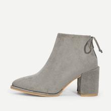 Shein Bow Tie Chunky Heeled Boots