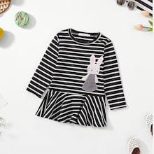 Shein Toddler Girls Rabbit Embroidery Striped Dress