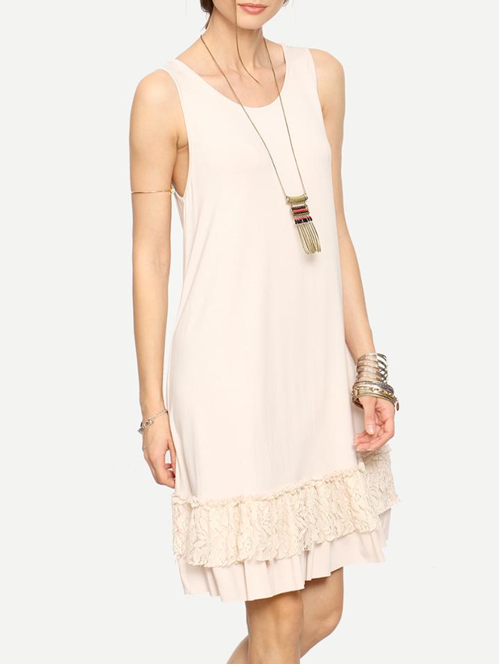 Shein Light Pink Ruffle Hem Sleeveless Shift Dress