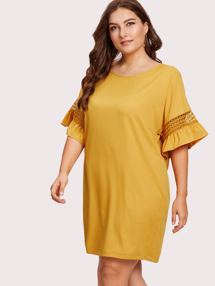 Shein Hollow Cut Insert Sleeve Dress