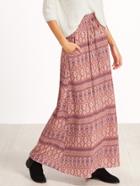 Shein Pink Vintage Print Drawstring Waist Maxi Skirt