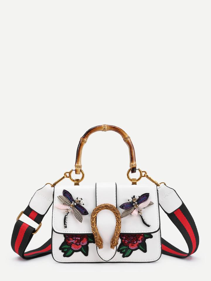 Shein Double Dragonfly Decorated Pu Shoulder Bag