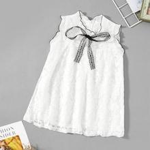 Shein Girls Contrast Panel Floral Lace Dress