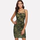 Shein Crisscross Neck Form Fitting Camo Print Dress