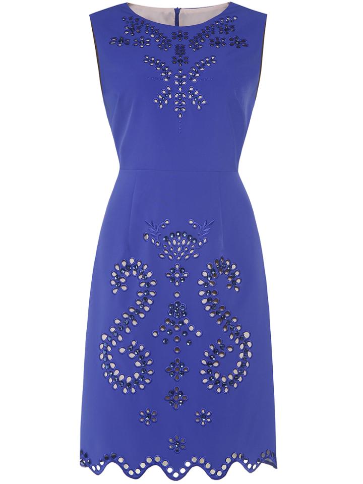 Shein Blue Beading Hollow Shift Dress