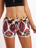 Shein Multicolor Drawstring Waist Floral Shorts