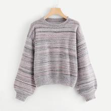 Shein Bishop Sleeve Space Dye Sweater