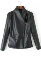 Rosewe Glamorous Long Sleeve Zipper Mandarin Collar Black Jacket