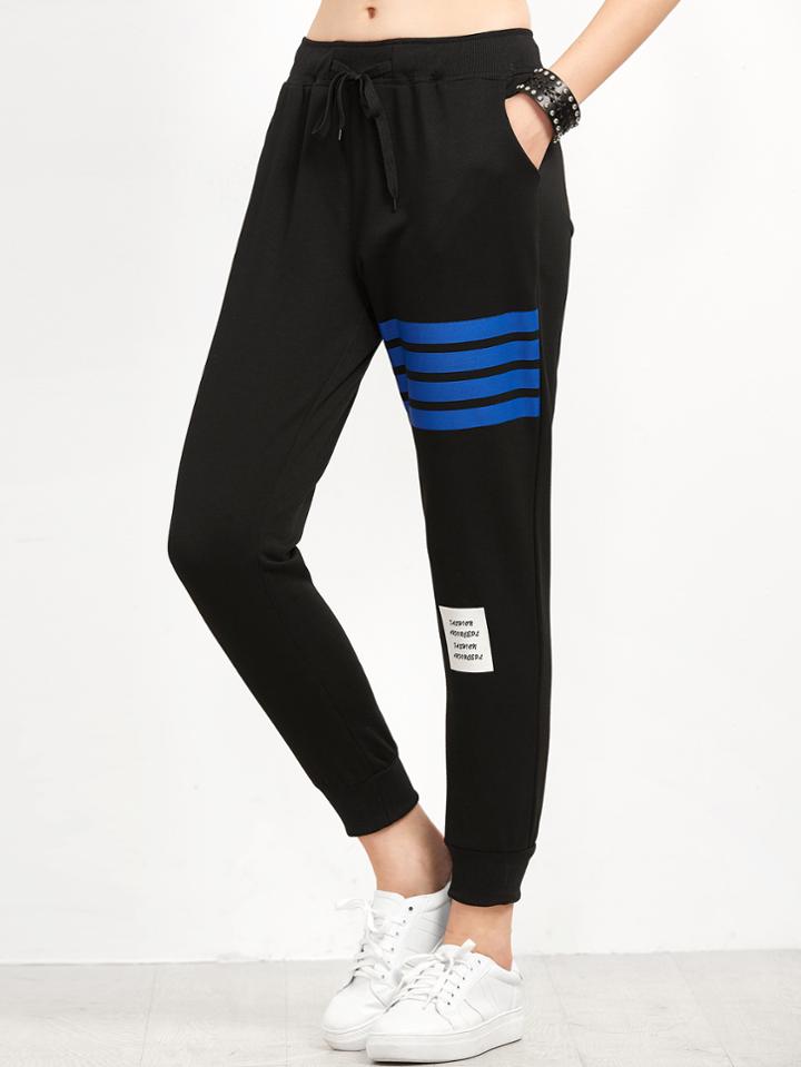 Shein Striped Trim Beam Port Pants