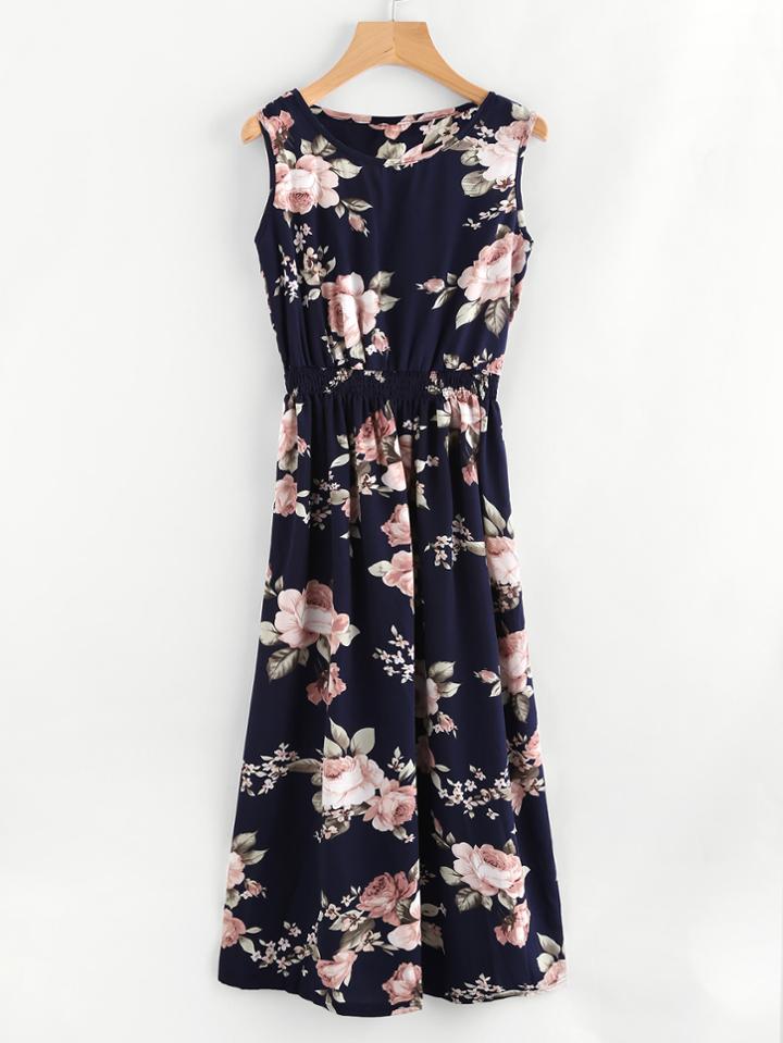 Shein All Over Florals Elastic Waist Dress