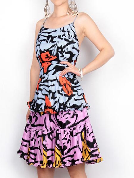 Shein Black Spaghetti Strap Backless Ruffle Pleated Dress