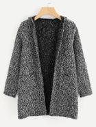 Shein Hooded Double Pockets Tweed Coat