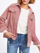 Shein Pocket Front Cord Jacket