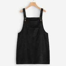 Shein Plus Pocket Front Corduroy Pinafore Dress