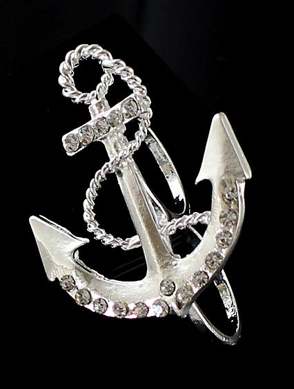 Shein Silver Diamond Anchors Ring
