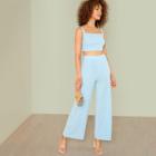 Shein Thick Strap Crop Top & Palazzo Pants Set