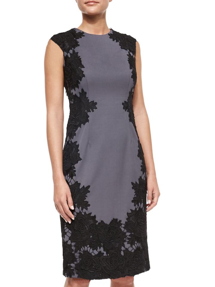 Shein Purple Round Neck Sleeveless Embroidered Dress