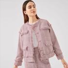 Shein Frayed Trim Button Up Coat