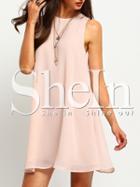 Shein Pink Sleeveless Crew Neck Shift Dress