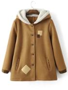 Shein Bow Embellished Lambwool Hooded Coat