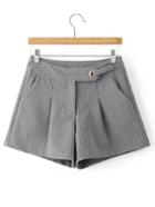 Shein Grey Stripe Zipper Fly Pocket Shorts