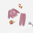 Shein Toddler Girls Pom Pom Detail Flamingo Print Sweatshirt With Pants