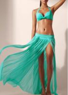 Rosewe Mint Green Double Slit Maxi Skirt