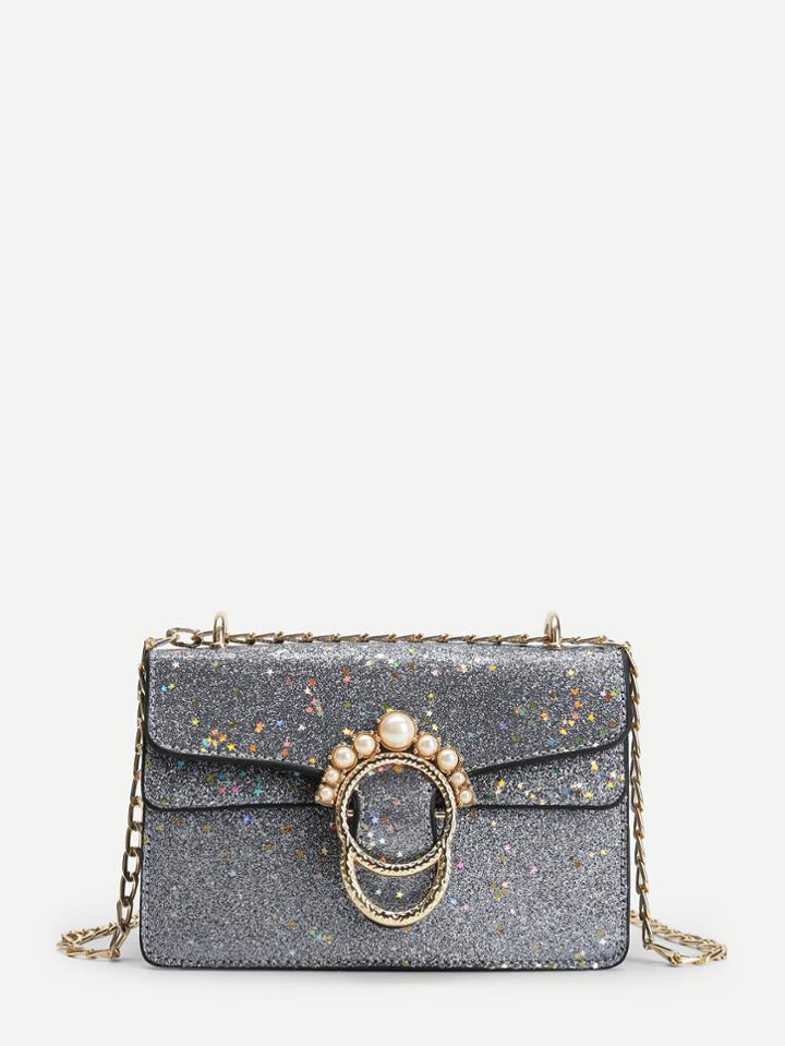 Shein Faux Pearl Glitter Star Shoulder Bag