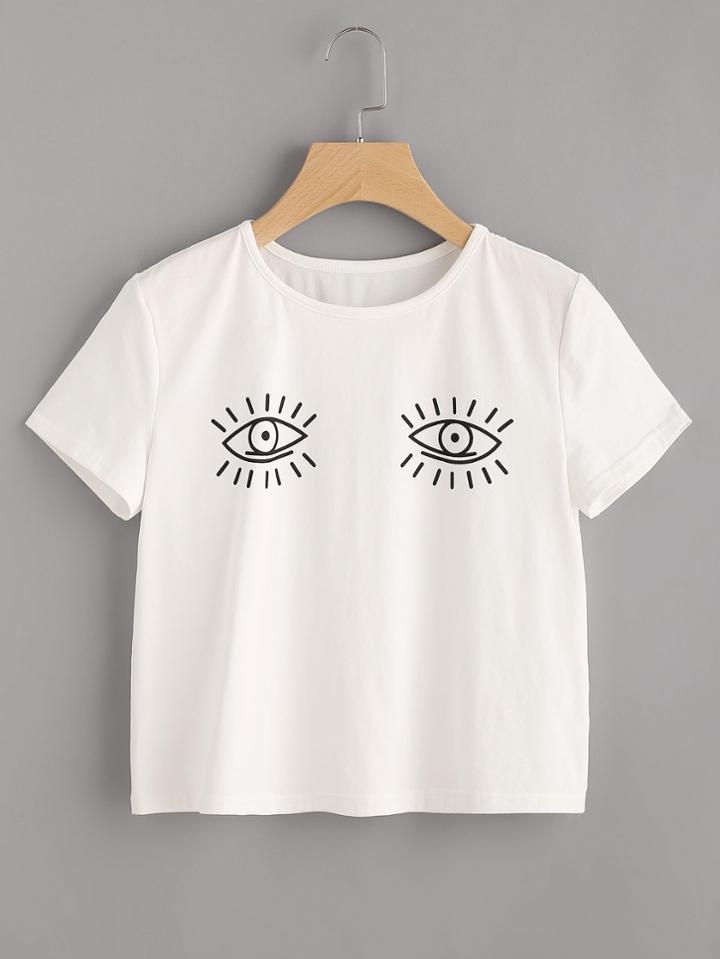 Shein Eye Print Short Sleeve Tee