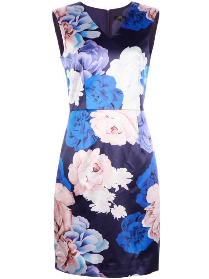 Shein Multicolor V Neck Flowers Print Sheath Dress