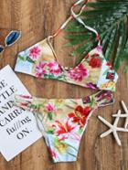 Shein Multicolor Floral Print Ladder Cutout Bikini Set